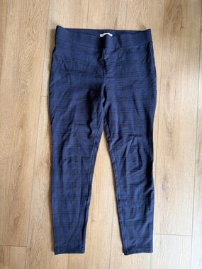 LOFT Dark Blue Plaid Pull-On Leggings